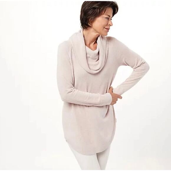 Barefoot Dreams CozyChic Ultra Lite Coastal Cowl Neck Tunic Sweater Womens Large - Picture 1 of 13